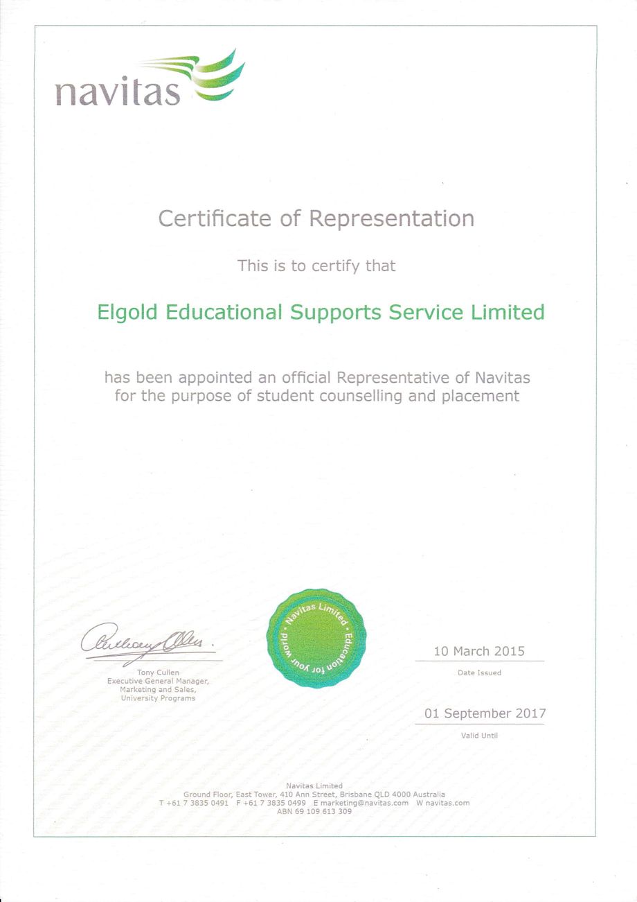 Navitas Certificate